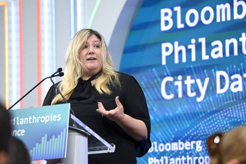 Associate Vice Provost for Public Sector Innovation Beth Blauer speaks to the first international cohort of mayors at the Hopkins-led 2022 City Data Alliance.